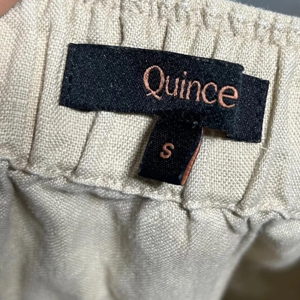 Quince 100% European Linen Square Neck Tie Waist Jumpsuit Sand Beige Small CB001